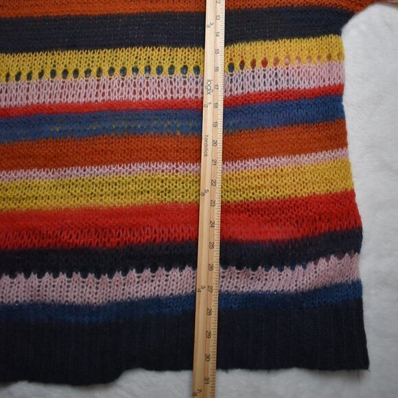 Zara Multicolor Striped Sweater Tunic Dress Sz M Italian Yarn Boho 70s Retro - Picture 11 of 14